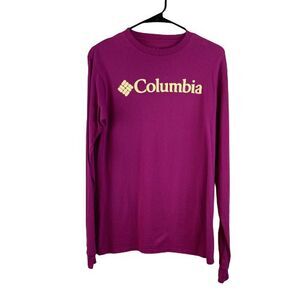 COLUMBIA T-Shirt Men's S Pink Athleticwear Long Sleeve Crew Neck Cotton Pullover
